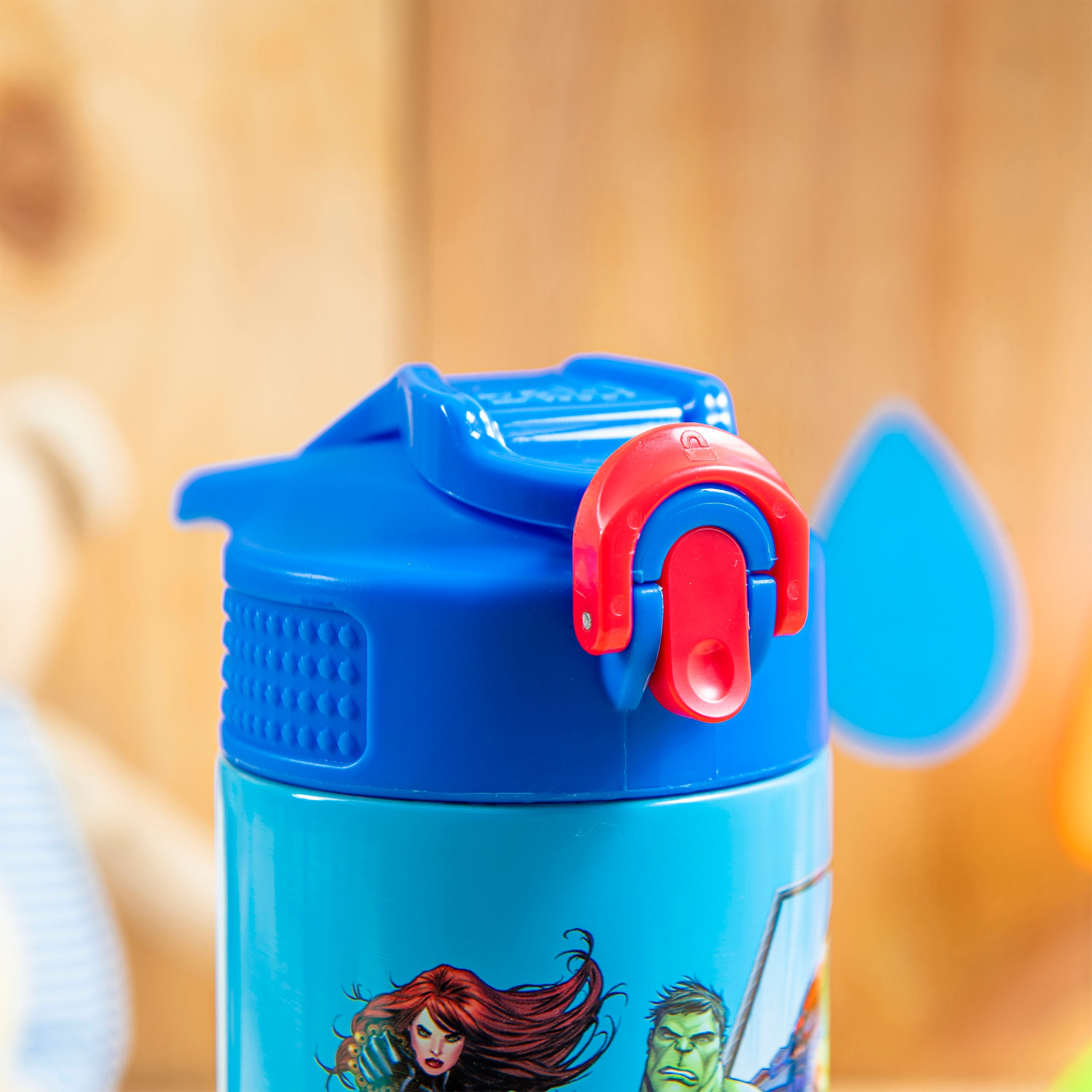 Marvel Avengers Kids Stainless Steel Leak Proof Water Bottle with Push Button Lid and Spout