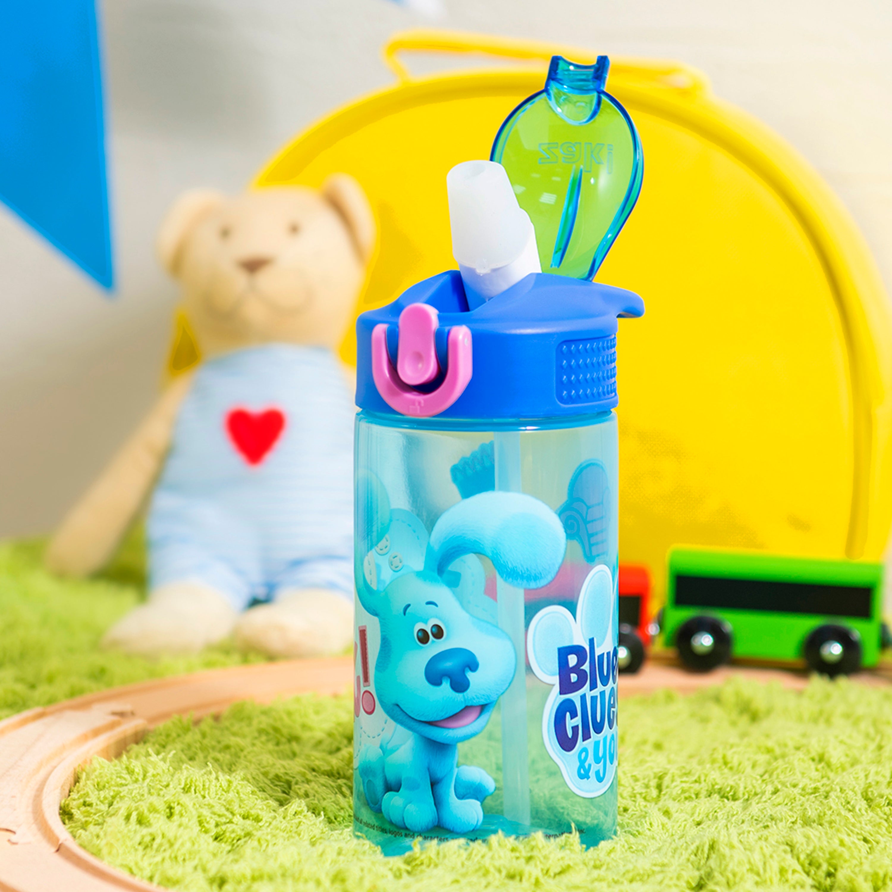 Blue's Clues Kids Plastic Water Bottle with Leak Proof Lid and Spout - 2 Pack, 16 ounce
